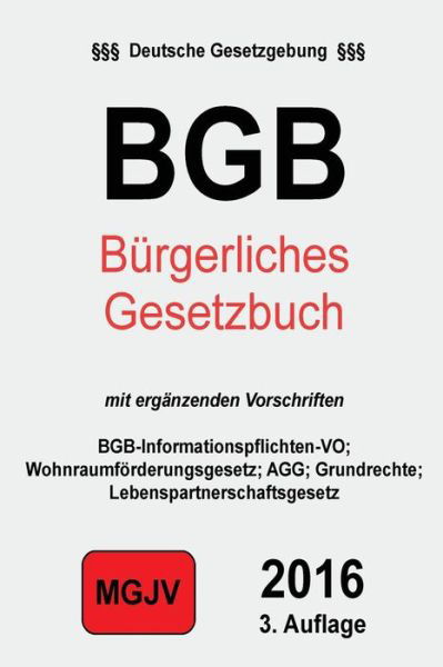 Cover for Verlag M G J V · Burgerliches Gesetzbuch (Paperback Book) (2016)