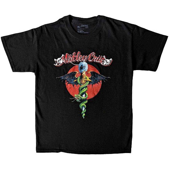 Motley Crue Kids T-Shirt: Feelgood Red Circle (7-8 Years) - Mötley Crüe - Merchandise -  - 5056368640483 - 