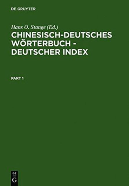 Cover for Chinesisch-Deutsches Woerterbuch - Deutscher Index (Hardcover Book) [Reprint 2011 edition] (1971)