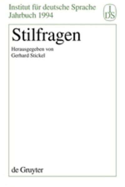 Stilfragen -  - Livros - W. de Gruyter - 9783110147483 - 17 de março de 1995