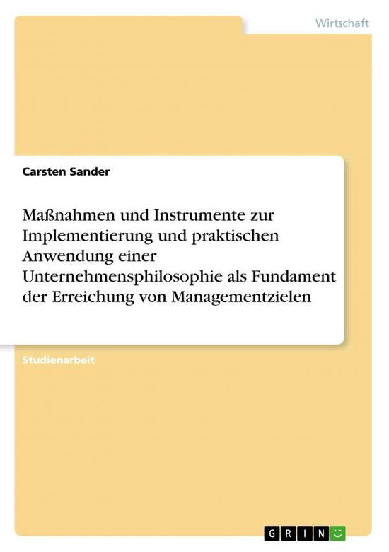 Cover for Sander · Maßnahmen und Instrumente zur Im (Book)