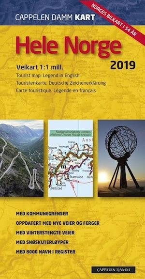 Cover for Cappelen Damm · CK: Hele Norge 2019 : veikart - tourist map - Touristenkarte - carte touristique (Hardcover bog) (2019)