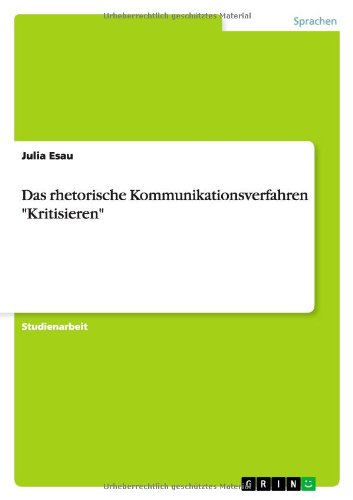 Cover for Esau · Das rhetorische Kommunikationsverf (Buch) [German edition] (2013)