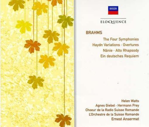 Cover for Ernest Ansermet · Brahms: Symphonies Nos. 1-4 / Overtures / Alto Rhapsody Etc (CD) [Box set] (2008)