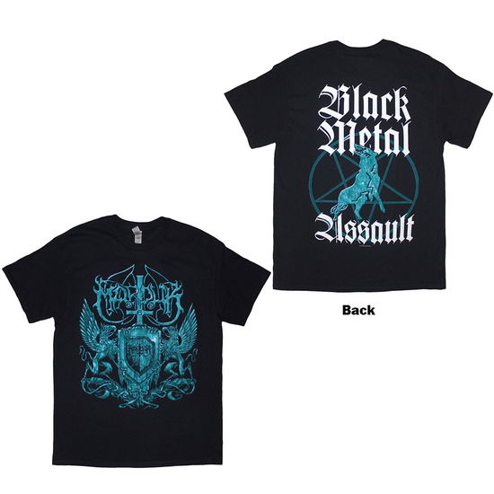 Cover for Marduk · Marduk Unisex T-Shirt: Black Metal Assault (Black) (Back Print) (T-shirt) [size L] (2025)