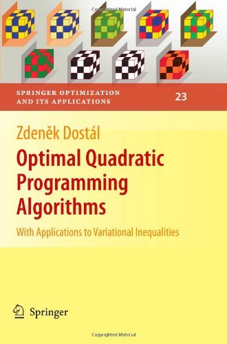 Cover for Zdenek Dostal · Optimal Quadratic Programming Algorithms: With Applications to Variational Inequalities - Springer Optimization and Its Applications (Taschenbuch) [Softcover reprint of hardcover 1st ed. 2009 edition] (2010)