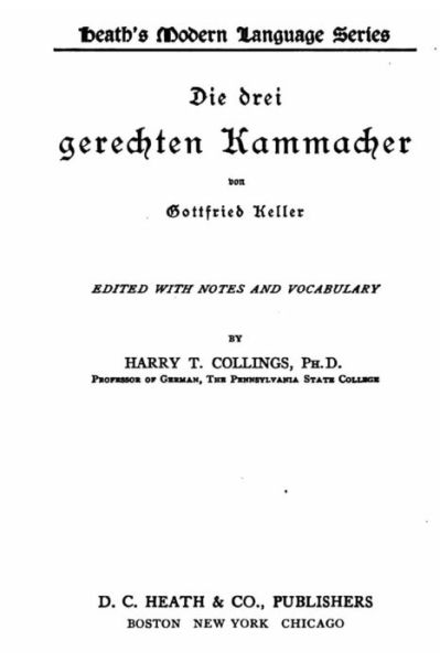 Cover for Gottfried Keller · Die drei gerechten Kammacher (Paperback Book) (2016)