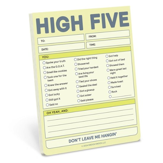 Knock Knock High Five Nifty Note (Pastel Yellow) - Knock Knock - Bøger - Knock Knock - 9781683494485 - 1. august 2024