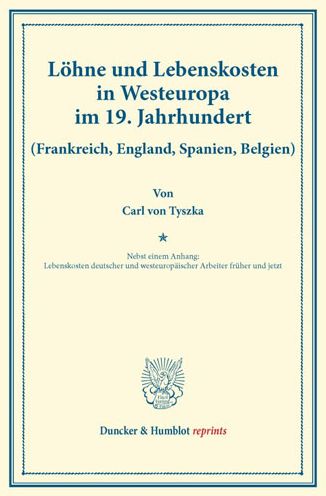 Cover for Carl Von Tyszka · Lohne Und Lebenskosten in Westeuropa Im 19. Jahrhundert (Paperback Book) (2014)