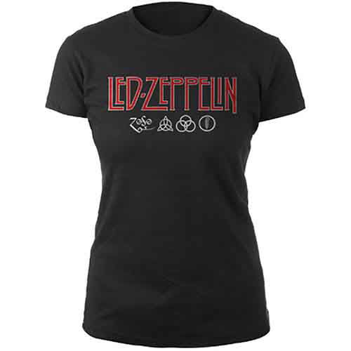 Led Zeppelin · Led Zeppelin Ladies T-Shirt: Logo & Symbols (T-shirt) [size S] [Black - Ladies edition] (2018)