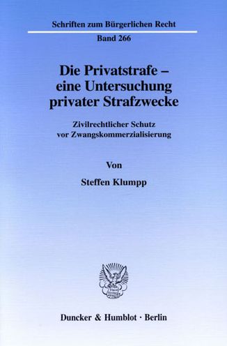 Cover for Klumpp · Die Privatstrafe - eine Untersuc (Book) (2002)