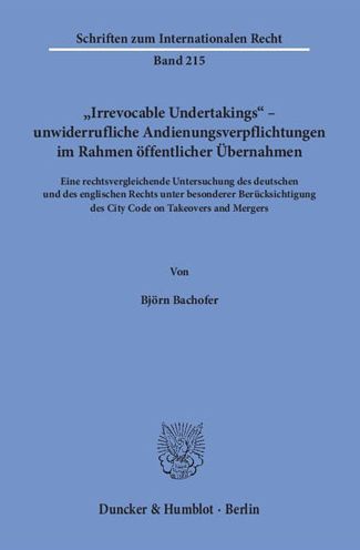 Cover for Bachofer · Irrevocable Undertakings (Book) (2016)