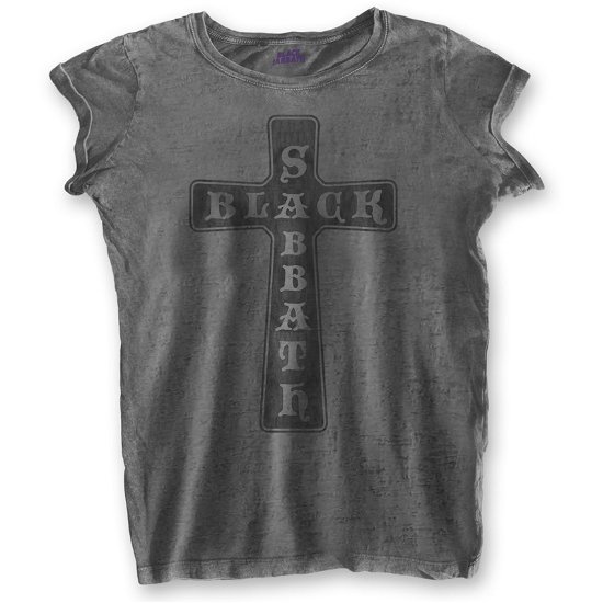 Black Sabbath Ladies T-Shirt: Vintage Cross (Burnout) - Black Sabbath - Mercancía - Bravado - 5055979982487 - 