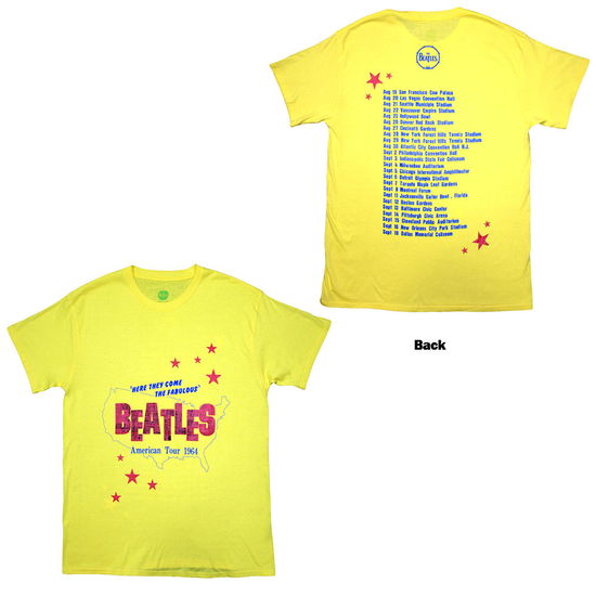 Cover for The Beatles · The Beatles Unisex T-Shirt: American Tour '64 (Yellow) (Back Print) (T-shirt) [size S] (2024)