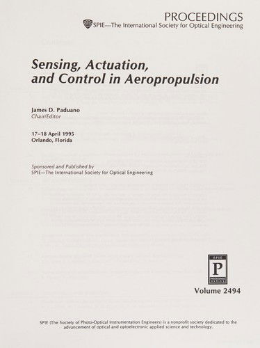 Cover for Paduano · Sensing Actuation &amp; Control In Aeropropulsion (Hardcover Book) (2006)