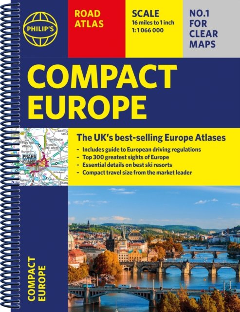 Cover for Philip's Maps · Philip's Compact Atlas Europe: A5 Spiral binding - Philip's Road Atlases (Spiral Book) (2023)
