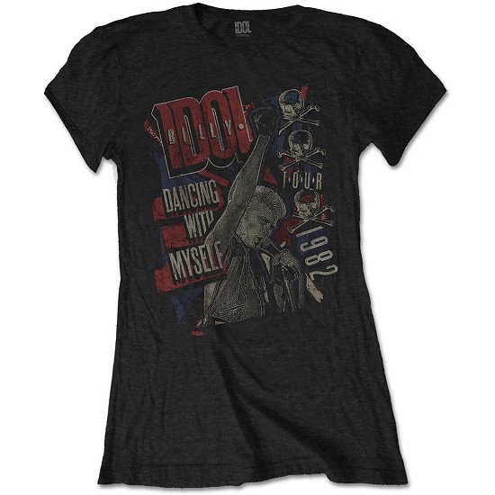 Billy Idol Ladies T-Shirt: Dancing with Myself - Billy Idol - Marchandise - Epic Rights - 5056170615488 - 