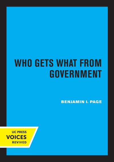 Cover for Benjamin I. Page · Who Gets What from Government (Taschenbuch) (2022)