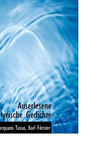 Cover for Torquato Tasso · Auserlesene Lyrische Gedichte (Paperback Book) (2009)