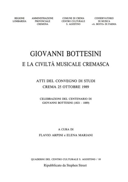 Giovanni Bottesini e la Civilta Musicale Cremasca - Flavio Arpini - Books - www.stephenstreet.com - 9781999866488 - July 8, 2020