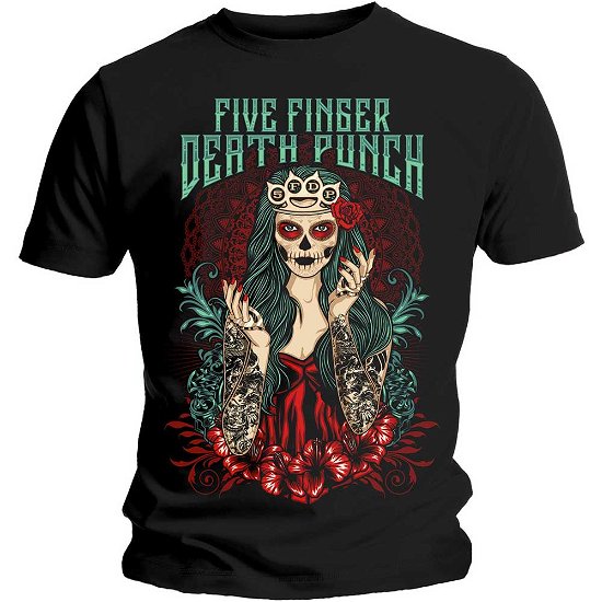 Five Finger Death Punch Unisex T-Shirt: Lady Muerta - Five Finger Death Punch - Koopwaar - Global - Apparel - 5056170618489 - 
