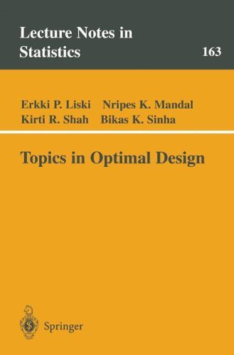 Cover for Erkki P. Liski · Topics in Optimal Design - Lecture Notes in Statistics (Pocketbok) [Softcover reprint of the original 1st ed. 2002 edition] (2002)