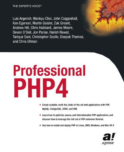 Cover for Luis Argerich · Professional PHP4 (Paperback Book) [Softcover reprint of the original 1st edition] (2003)