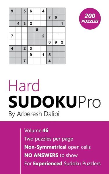 Hard Sudoku Pro - Arberesh Dalipi - Książki - Createspace Independent Publishing Platf - 9781976510489 - 18 września 2017