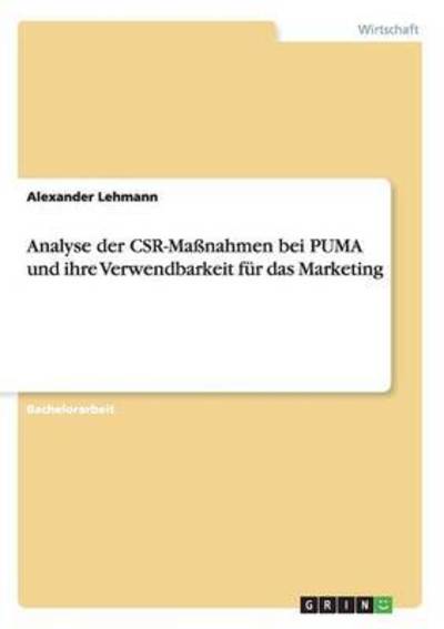 Cover for Lehmann · Analyse der CSR-Maßnahmen bei P (Book) (2016)