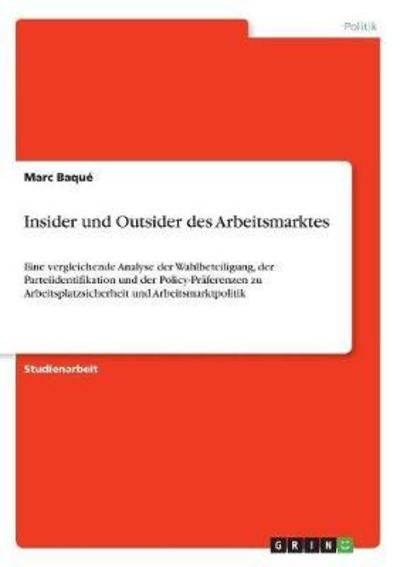 Cover for Baqué · Insider und Outsider des Arbeitsm (Bog)