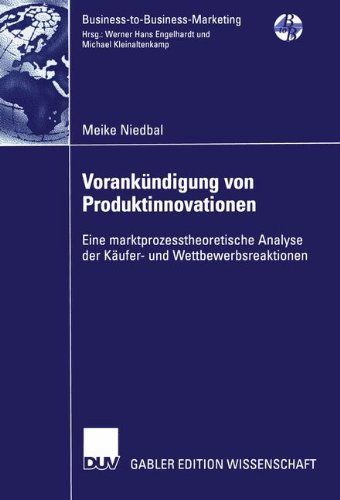 Cover for Meike Niedbal · Vorankundigung von Produktinnovationen - Business-to-Business-Marketing (Paperback Book) [2005 edition] (2005)