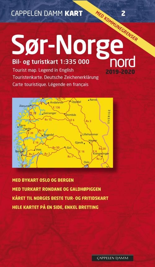 Cover for Cappelen Damm · CK: Sør-Norge nord 2019-2020 : bil- og turistkart = tourist map = Touristenkarte = Carte touristique (Innbunden bok) (2019)