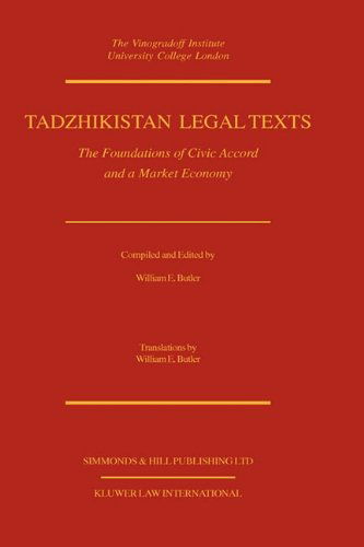 Cover for William E. Butler · Tadzhikistan Legal Texts: The Foundation Of Civic Accord (Innbunden bok) (1999)