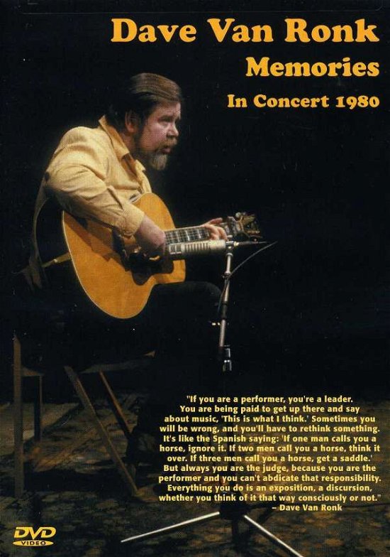 Cover for Dave Van Ronk · Memories: in Concert 1980 (DVD) (2004)