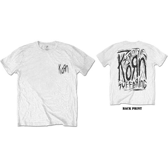 Cover for Korn · Korn Unisex T-Shirt: Scratched Type (Back Print) (T-shirt) [size L] [White - Unisex edition]