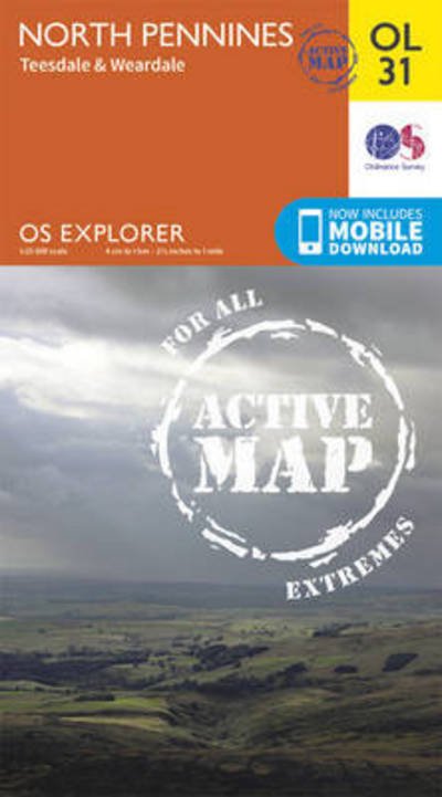 North Pennines - Teesdale & Weardale - OS Explorer Map Active - Ordnance Survey - Livros - Ordnance Survey - 9780319469491 - 10 de junho de 2015