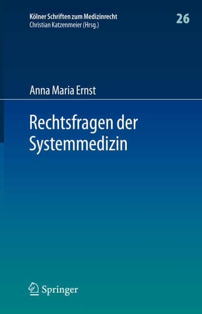 Cover for Ernst · Rechtsfragen der Systemmedizin (Book) (2020)