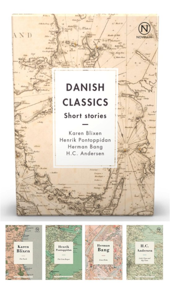 Cover for Karen Blixen, Henrik Pontoppidan, Herman Bang, H.C. Andersen · Short stories from Novellix: Box with four Danish Classics (Sewn Spine Book) [1er édition] (2022)