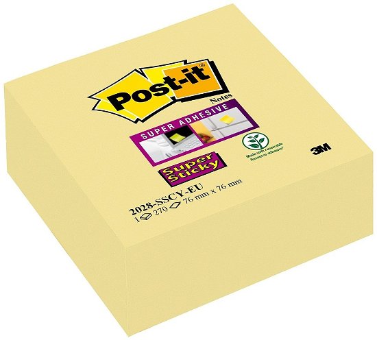 Cover for 3m Post · 3m Post-it - Cubo 350 Foglietti Post-it - Super Sticky Colore Giallo Canary 76x76mm (MERCH)