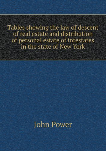 Cover for John Power · Tables Showing the Law of Descent of Real Estate and Distribution of Personal Estate of Intestates in the State of New York (Paperback Book) (2013)