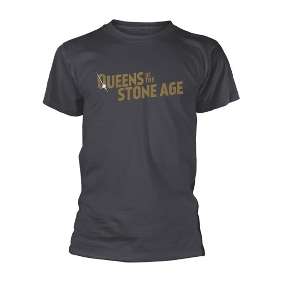 Cover for Queens Of The Stone Age · Queens Of The Stone Age Unisex T-Shirt: Metallic Text Logo (Grey) (T-shirt) [size S] [Grey - Unisex edition] (2017)