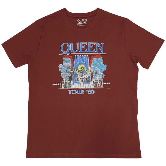 Queen Unisex T-Shirt: Tour '80 - Queen - Merchandise -  - 5056737216493 - 