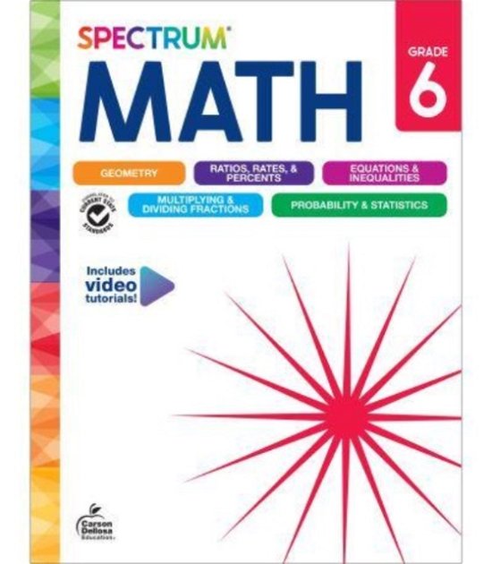 Spectrum Math Workbook Grade 6 - Spectrum - Kirjat - Carson Dellosa - 9781483871493 - maanantai 6. toukokuuta 2024