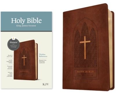 Cover for Tyndale · KJV Thinline Reference Bible, Filament Enabled Edition (Red Letter, LeatherLike, Reverent Cross Dark Brown) (Bog) (2023)