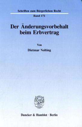 Cover for Nolting · Der Änderungsvorbehalt beim Erb (Book) (1994)