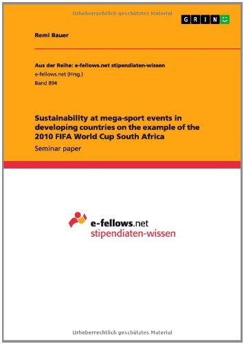 Cover for Remi Bauer · Sustainability at mega-sport events in developing countries on the example of the 2010 FIFA World Cup South Africa (Paperback Book) (2014)