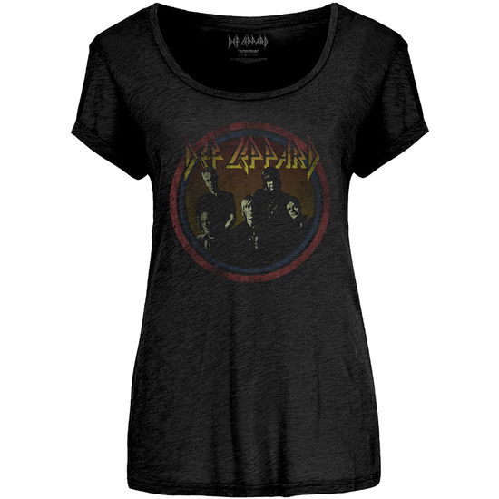 Def Leppard Ladies T-Shirt: Vintage Circle - Def Leppard - Produtos - Epic Rights - 5056170612494 - 