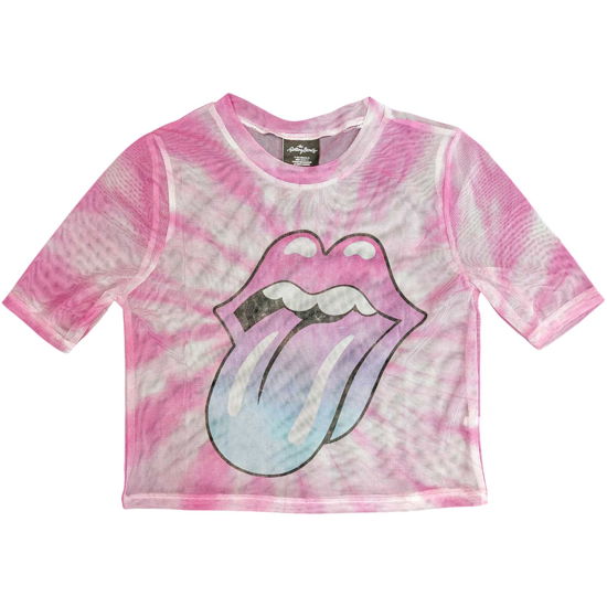 The Rolling Stones Ladies Crop Top: Pink Gradient Tongue (Mesh) (XX-Small) - The Rolling Stones - Koopwaar -  - 5056561085494 - 