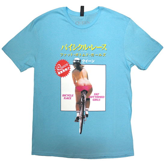Cover for Queen · Queen Unisex T-Shirt: Fat Bottomed Girls (Blue) (T-shirt) [size S] (2025)