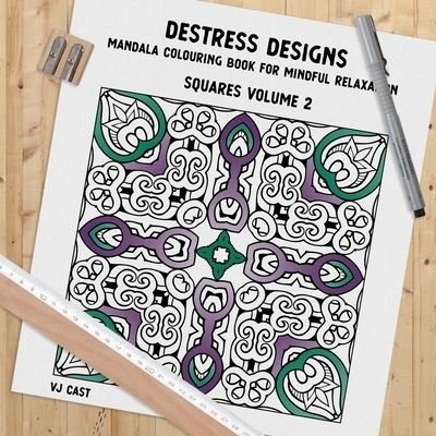 Cover for VJ Cast · Destress Designs - Squares Volume 2 : Mandala Coloring Book for Mindful Relaxation (Paperback Bog) (2020)